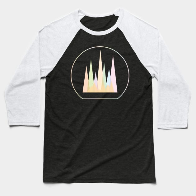 Pastel Geometric Mountains Baseball T-Shirt by LukeRoberts